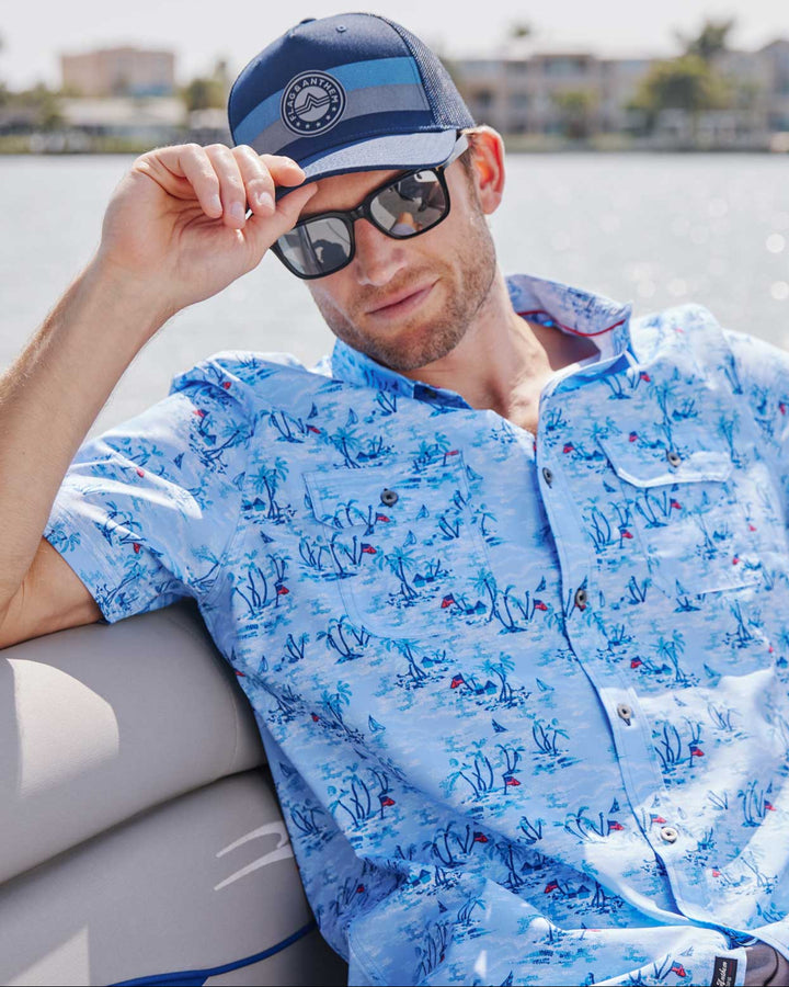 F&A LOGO STRIPED TRUCKER HAT