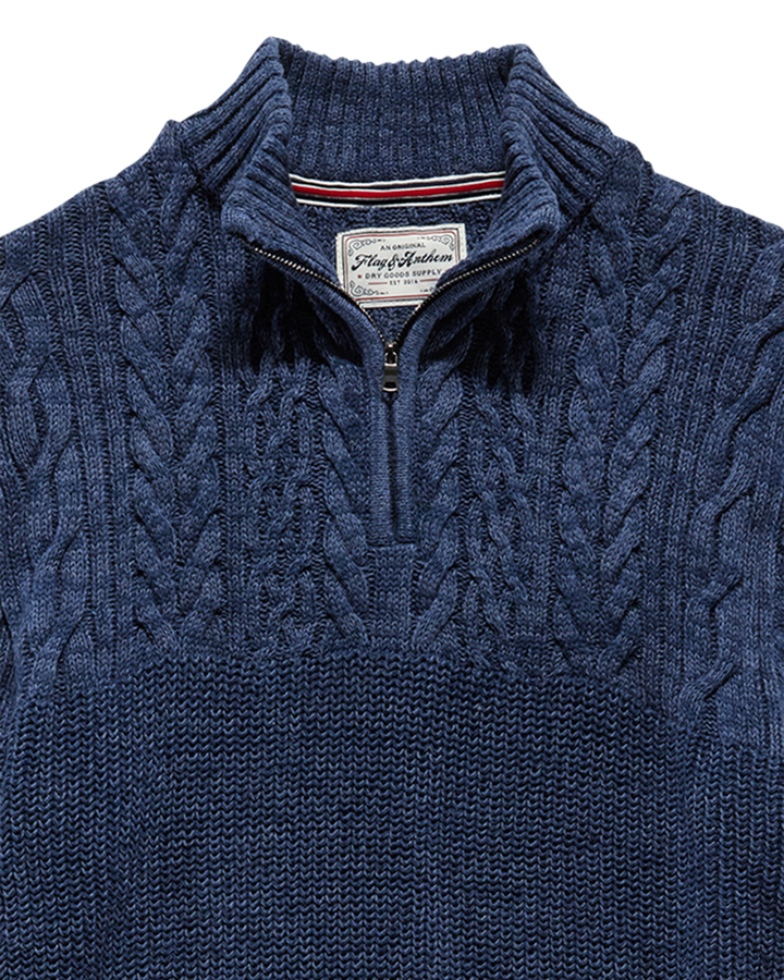 ELKTON CABLE BLOCKED 1/4-ZIP SWEATER
