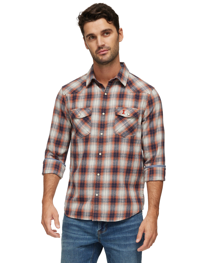 ILLINOIS FRANKLIN VINTAGE WASHED WESTERN FLANNEL SHIRT