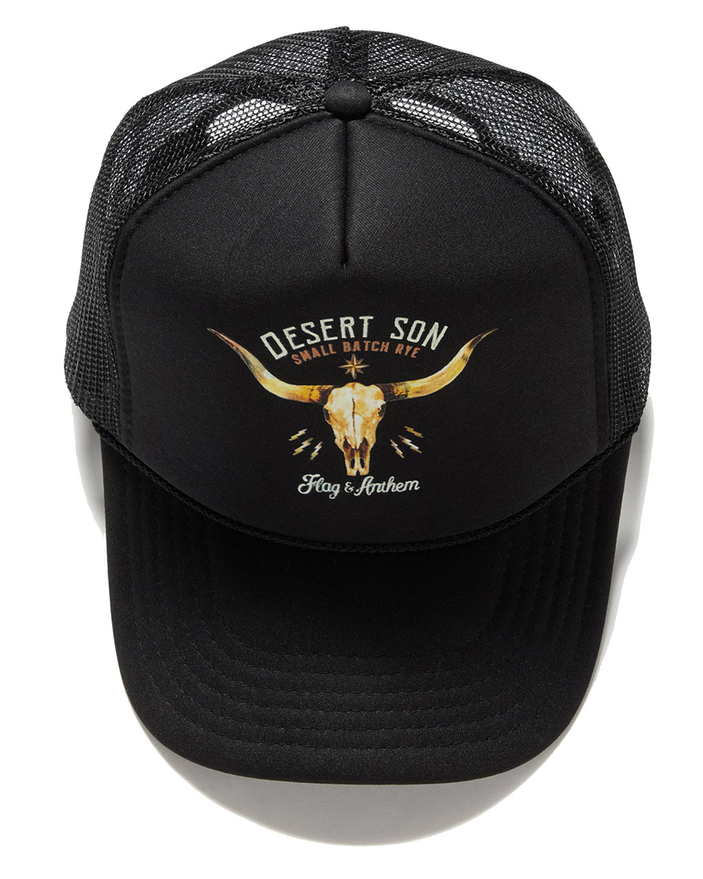 Black Feather Trucker Hat with Bull Skull Accent Bull Skull - Western caps for men main image 2