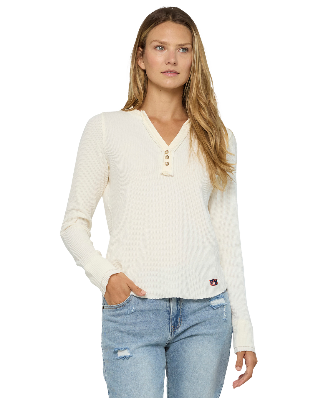 AUBURN REARDAN WAFFLE KNIT HENLEY