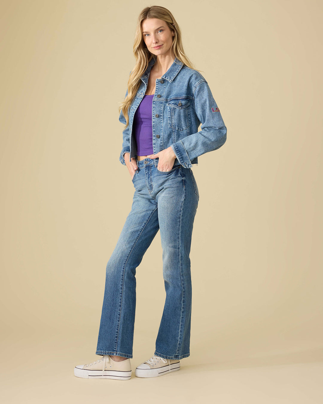 LSU SIDNEY CROPPED DENIM JACKET