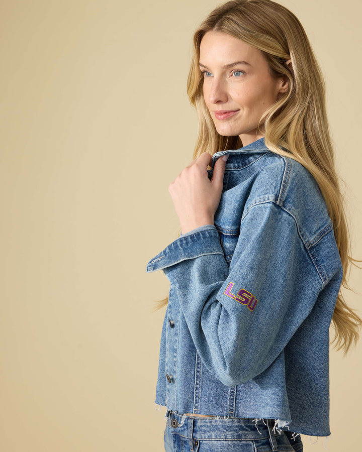 LSU SIDNEY CROPPED DENIM JACKET