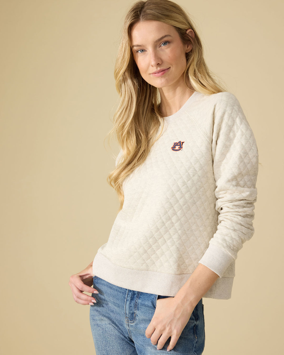 AUBURN WOODLAWN QUILTED CREWNECK