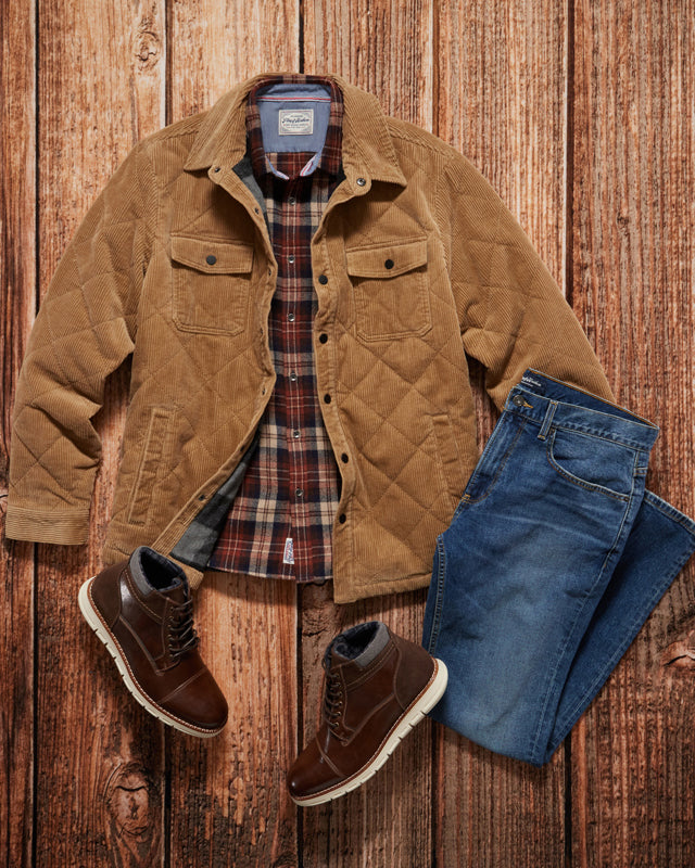 WILBUR FLANNEL-LINED QUILTED CORDUROY JACKET