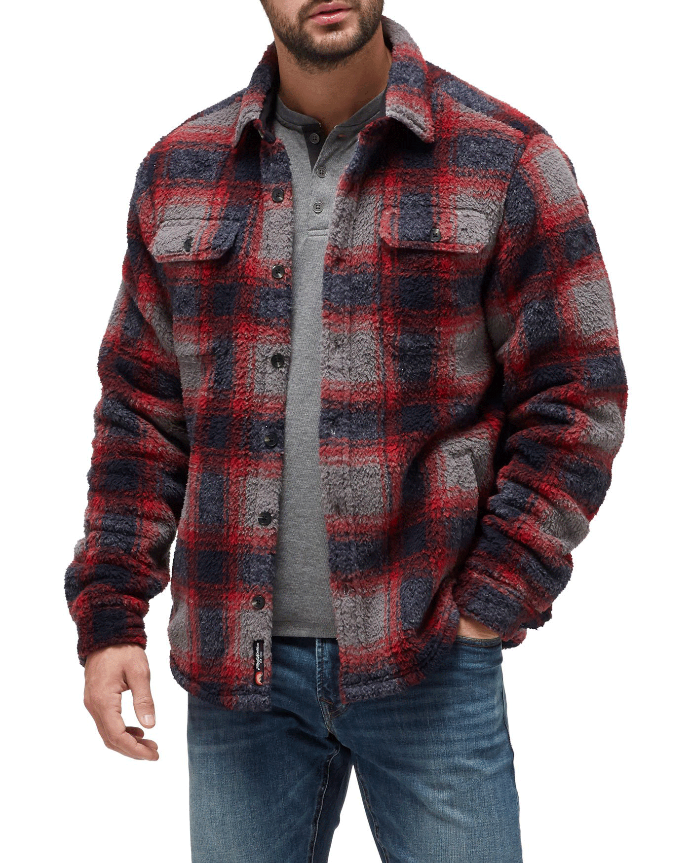 Mens sherpa deals shirt jacket