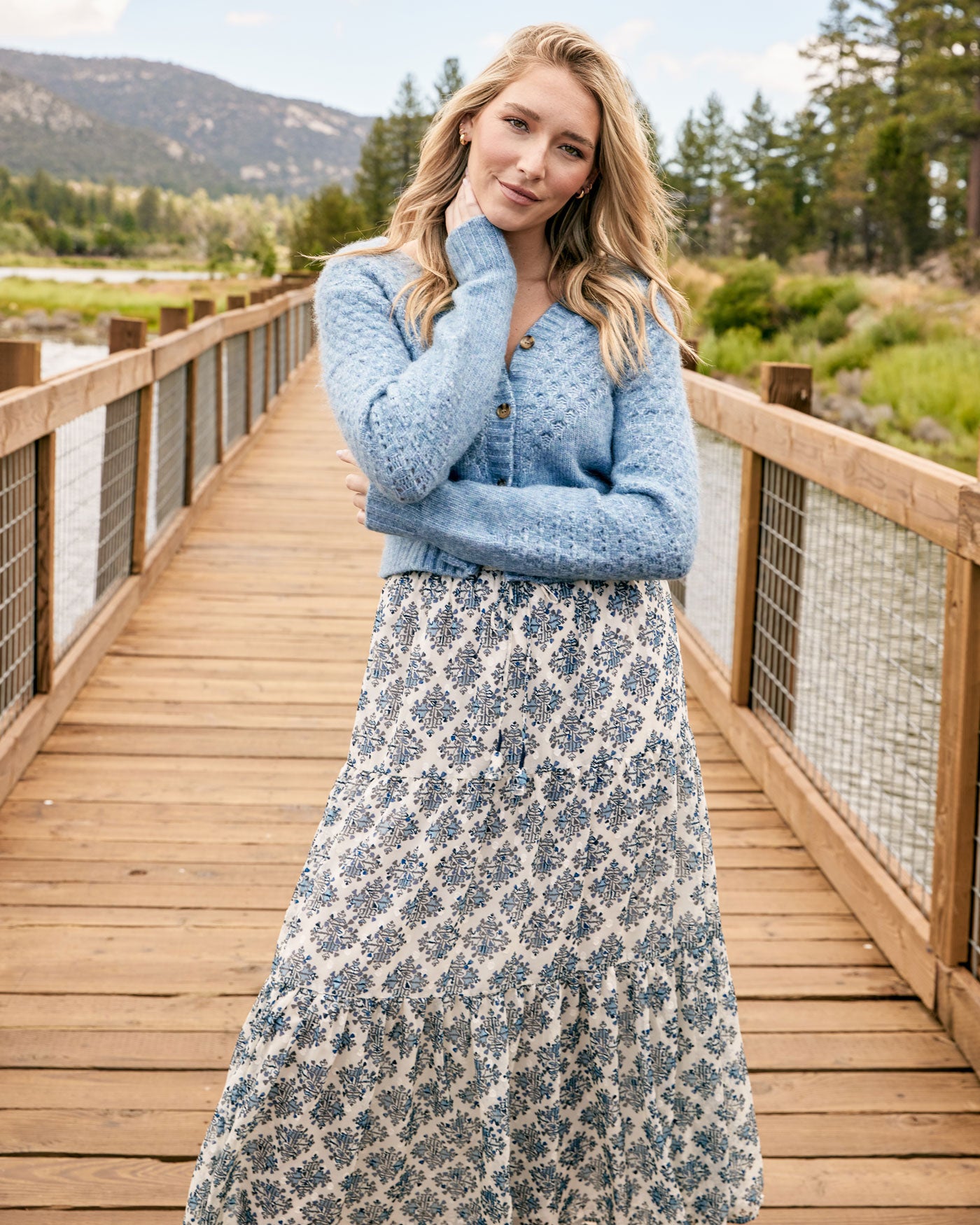 JODIE WOODBLOCK DRAWSTRING MAXI SKIRT