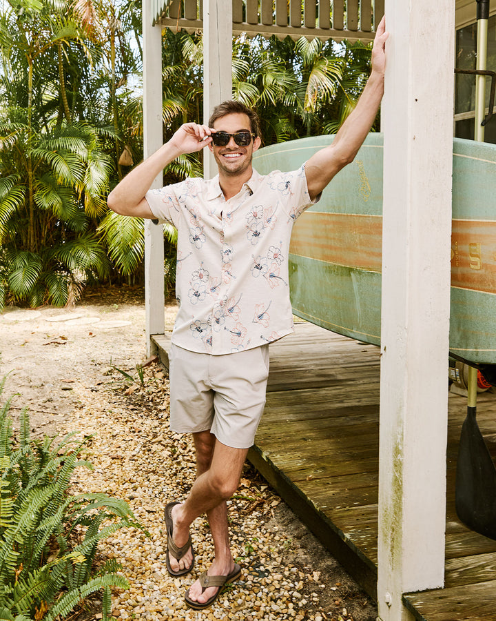 COLLINS HIBISCUS PRINT KNIT SHIRT