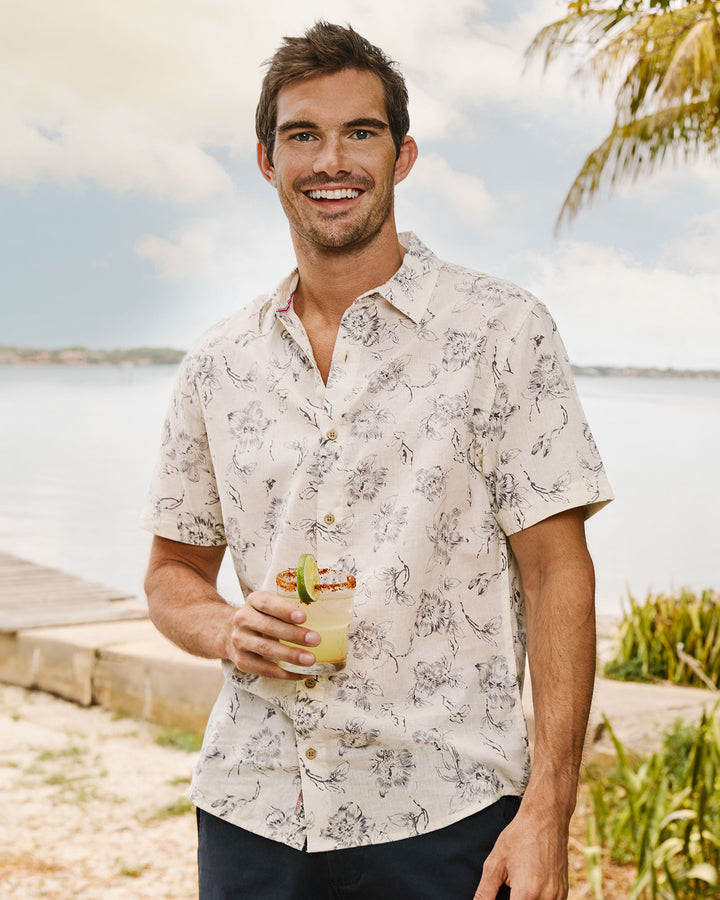 NEWVILLE FLORAL PRINT LINEN SHIRT