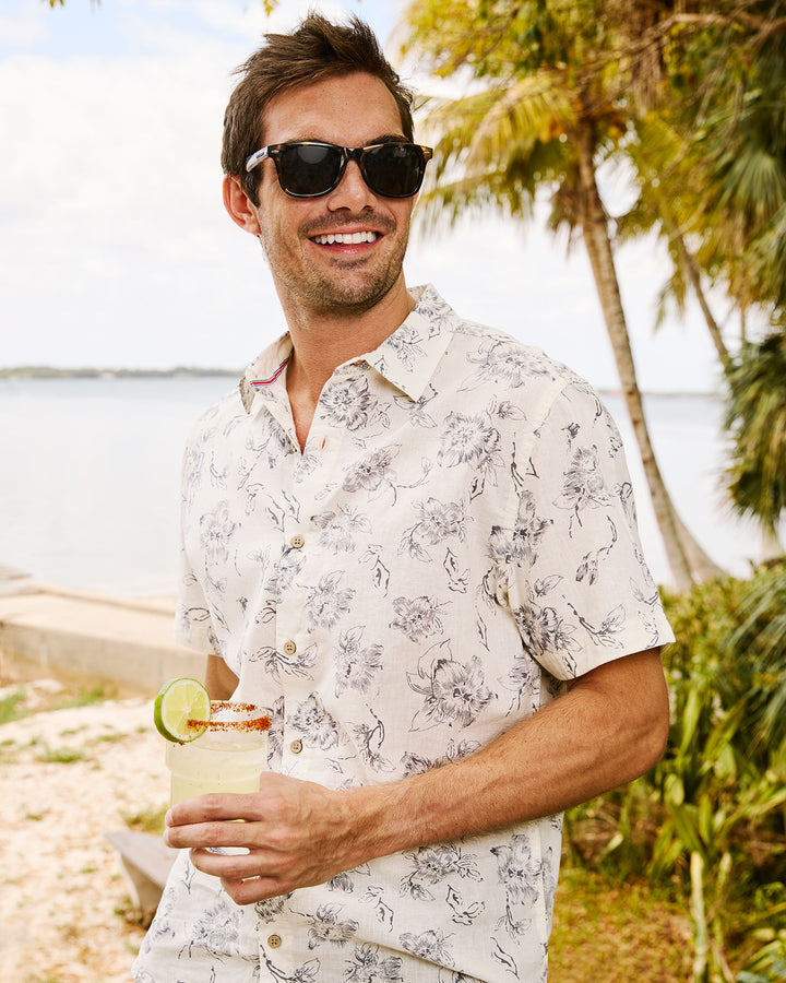 NEWVILLE FLORAL PRINT LINEN SHIRT