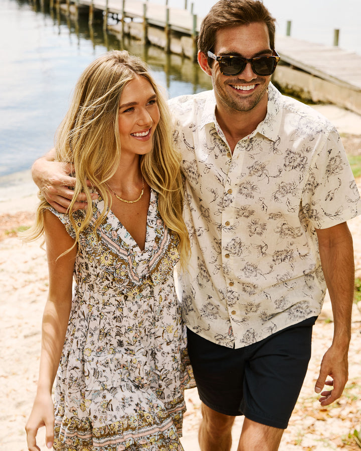NEWVILLE FLORAL PRINT LINEN SHIRT