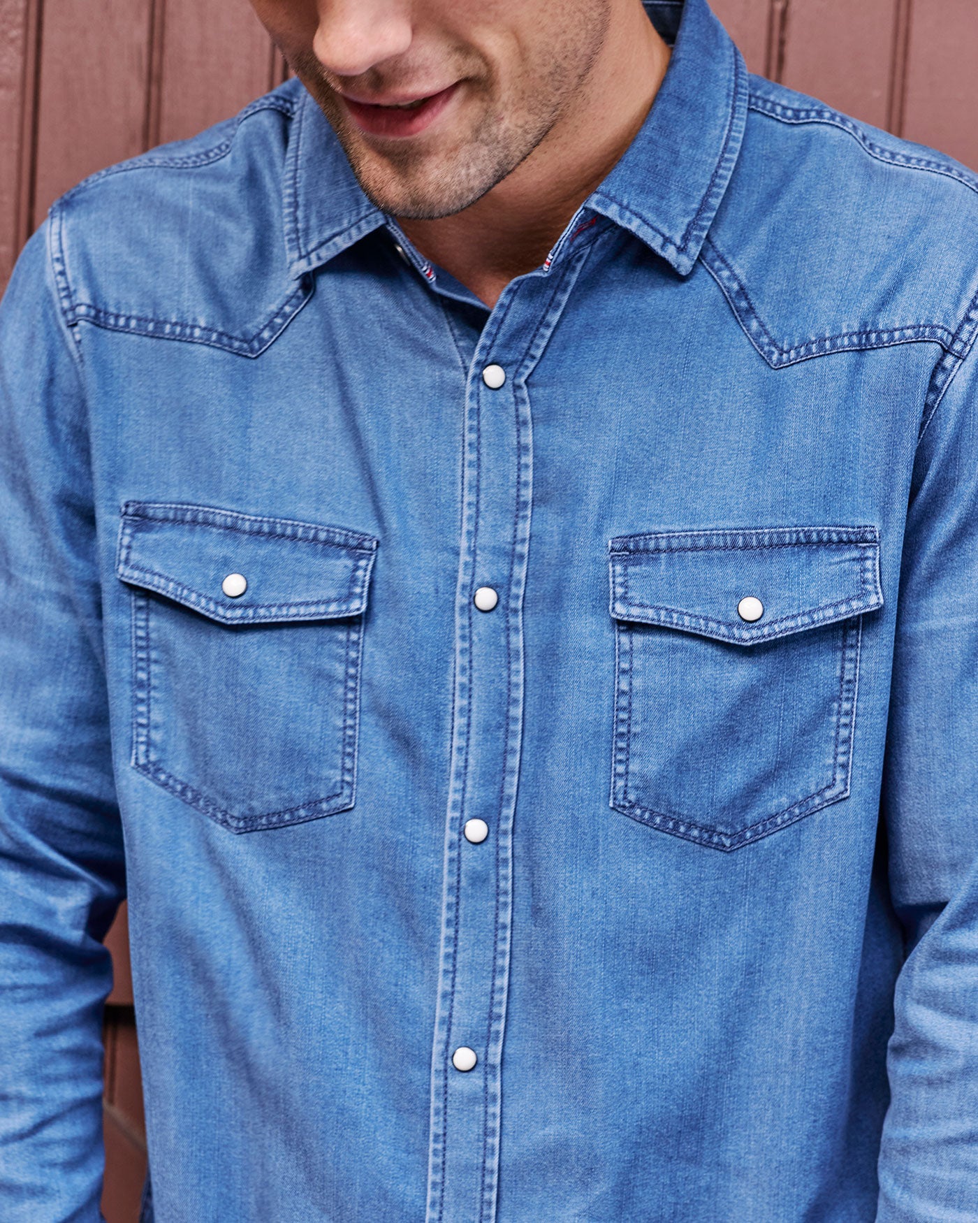 SACRAMENTO STRETCH CHAMBRAY WESTERN SHIRT – Flag & Anthem