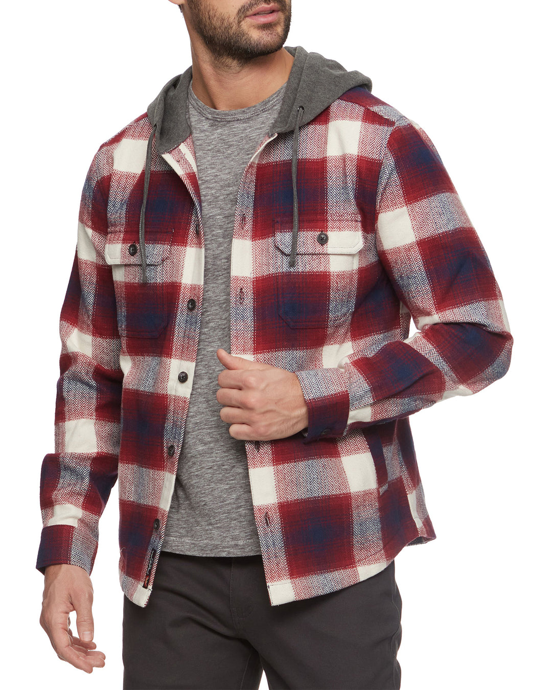 EASTCHESTER HERRINGBONE HOODED SHIRT JACKET