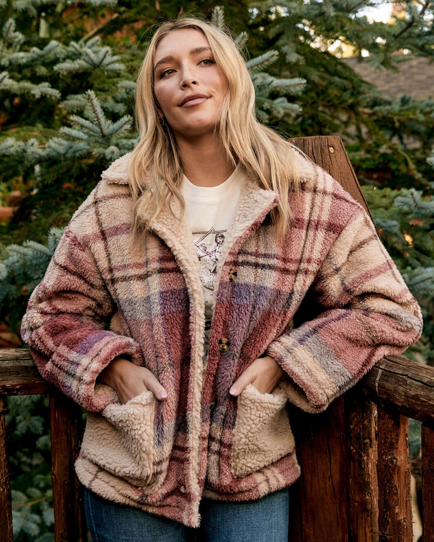 OAKLYN PLAID SHERPA SHIRT JACKET