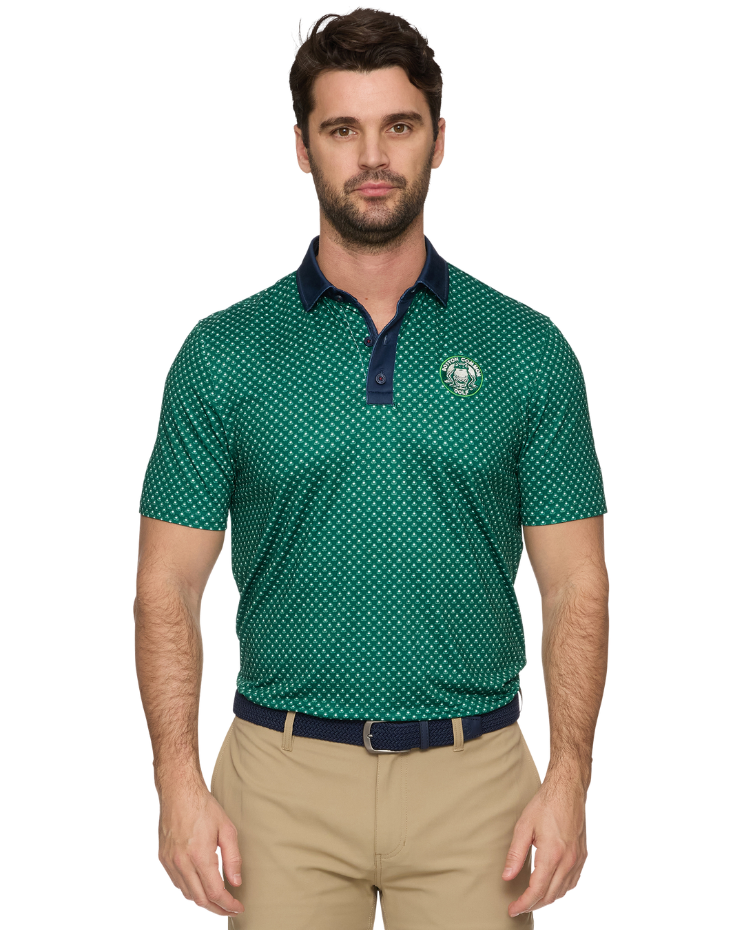 Men's Flag & Anthem Green Boston Common Golf All-Over Logo Polo Size: Large Men's Flag & Anthem Green Boston Common Golf All-Over Logo Polo Size: Large