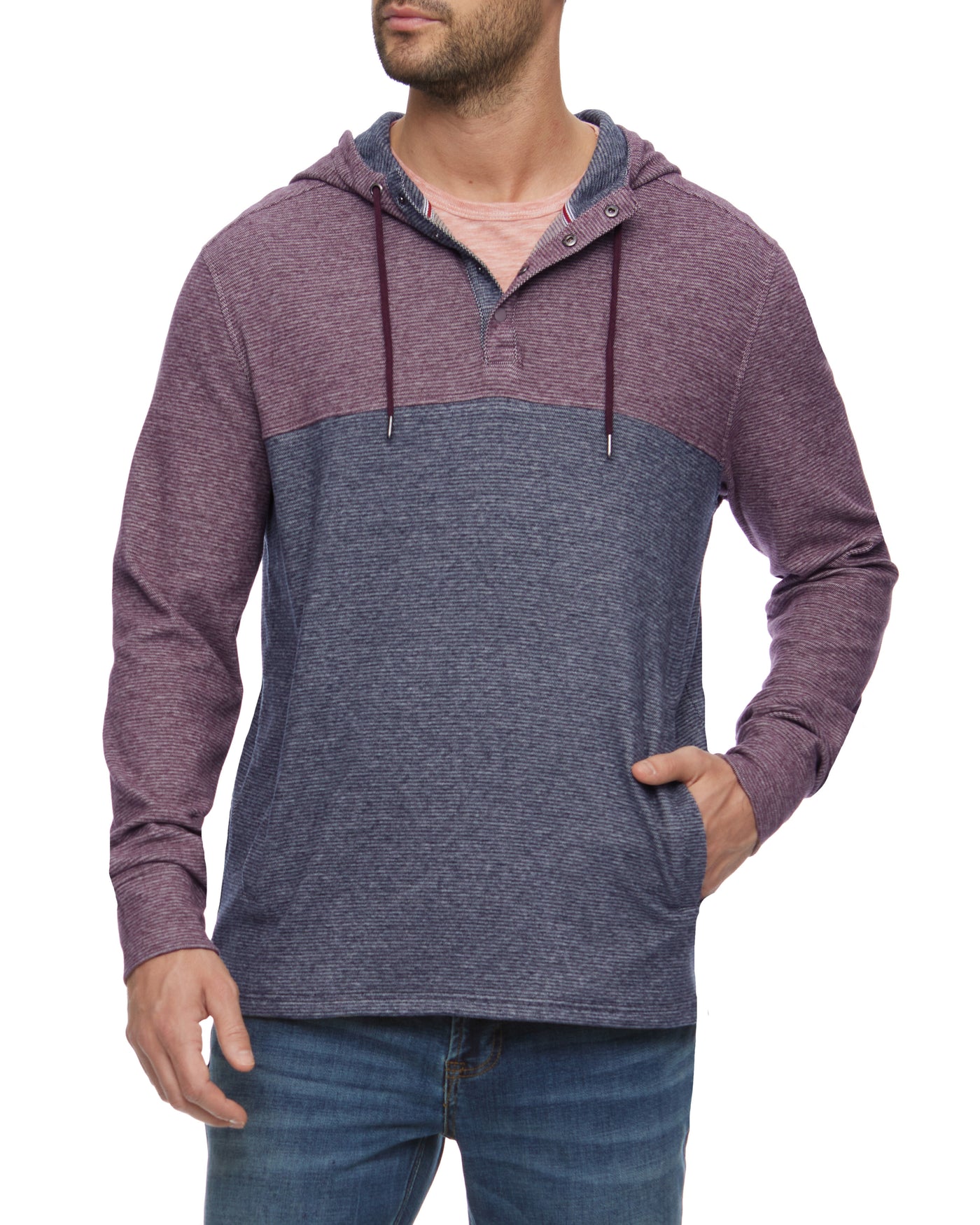 HIGHFILL SUPER-SOFT COLORBLOCK HOODED HENLEY