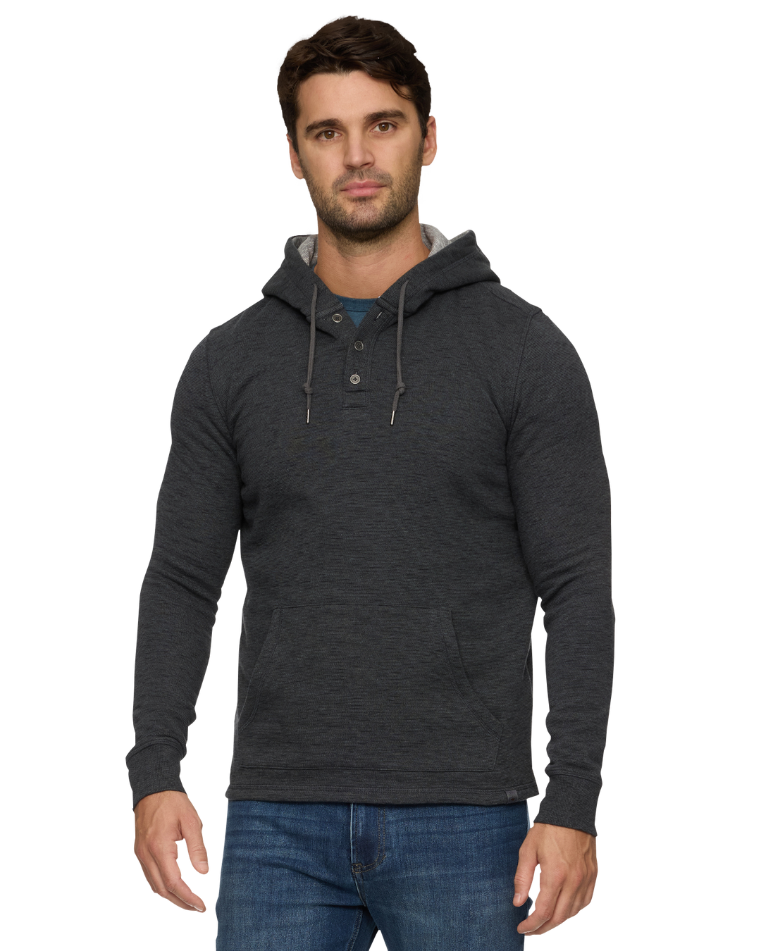 ‍SOUTHOLD HEATHERED SLUB HOODED HENLEY (FREE GIFT)