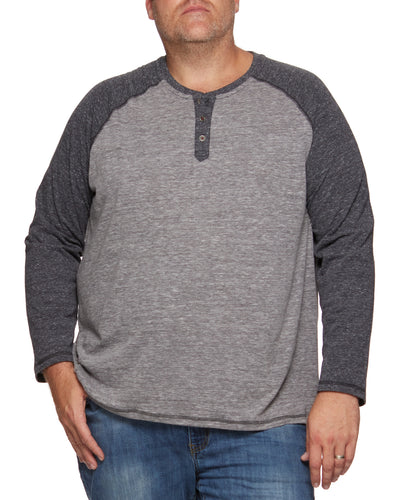 ROLLINS SNOW SLUB LS RAGLAN HENLEY BIG & TALL