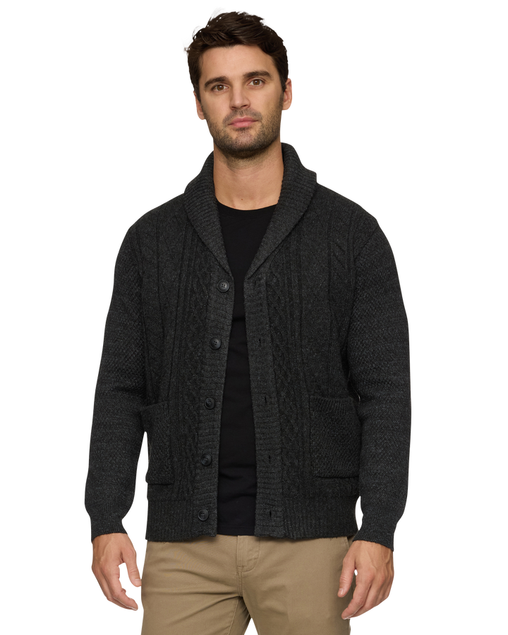 RHINELAND FLEECE LINED SHAWL COLLAR CARDIGAN