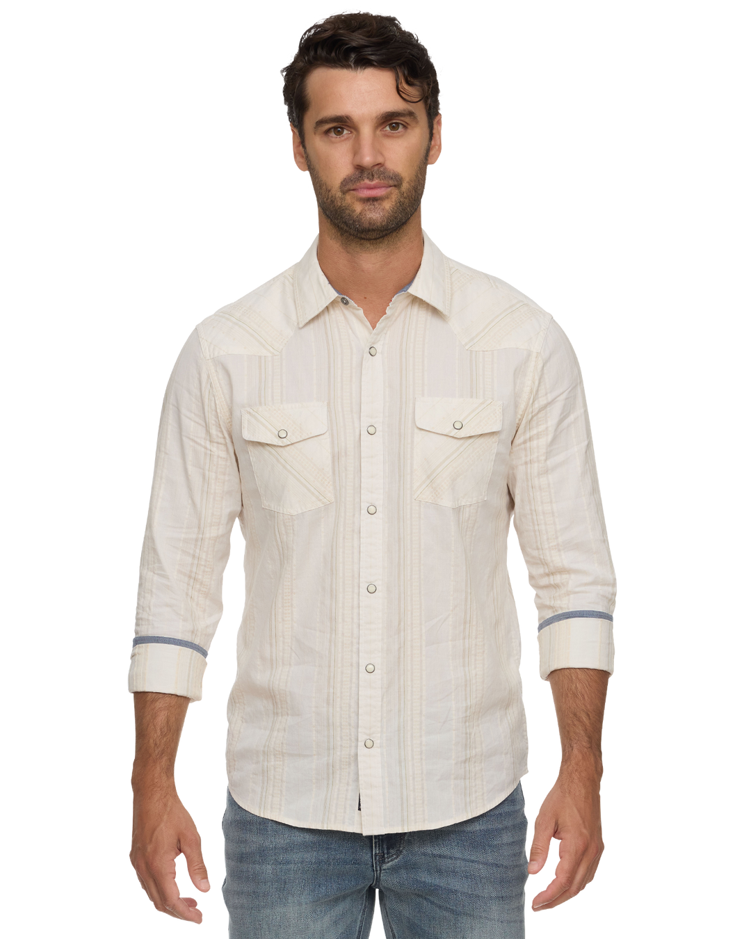 DESERT SON HUEYTOWN TEXTURED STRIPE WESTERN SHIRT