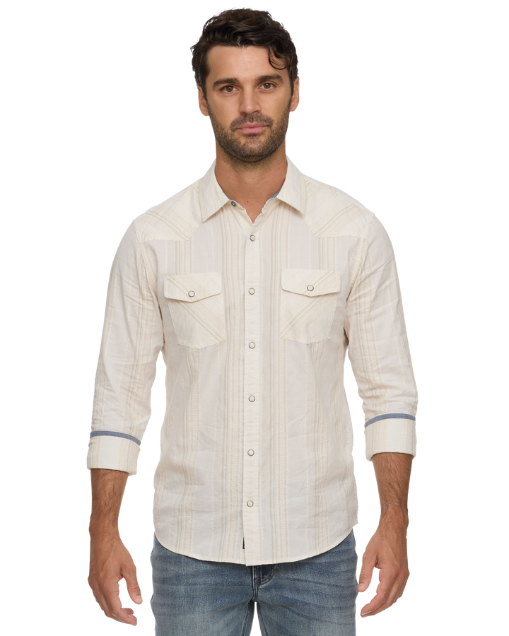 DESERT SON HUEYTOWN TEXTURED STRIPE WESTERN SHIRT