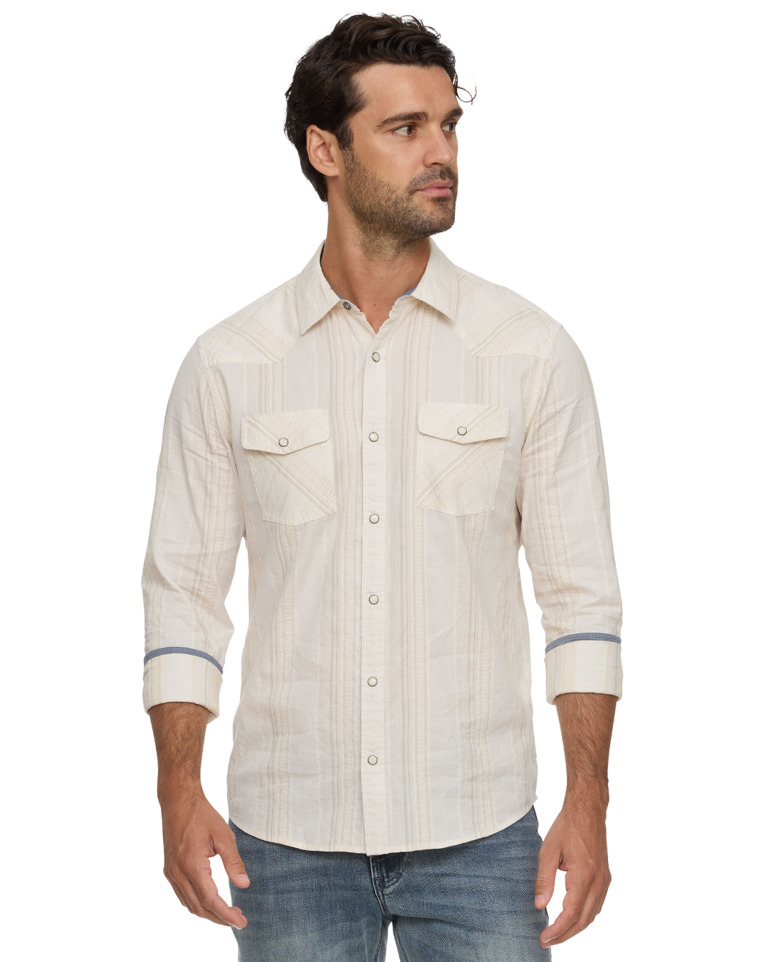 DESERT SON HUEYTOWN TEXTURED STRIPE WESTERN SHIRT