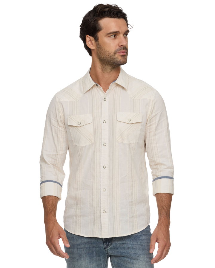 DESERT SON HUEYTOWN TEXTURED STRIPE WESTERN SHIRT