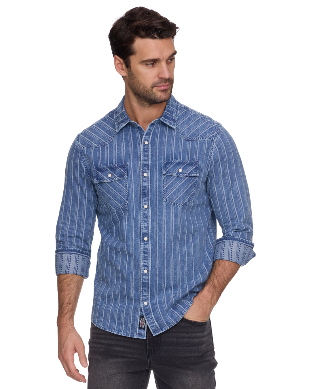 DESERT SON LINEVILLE TEXTURED STRIPE WESTERN SHIRT