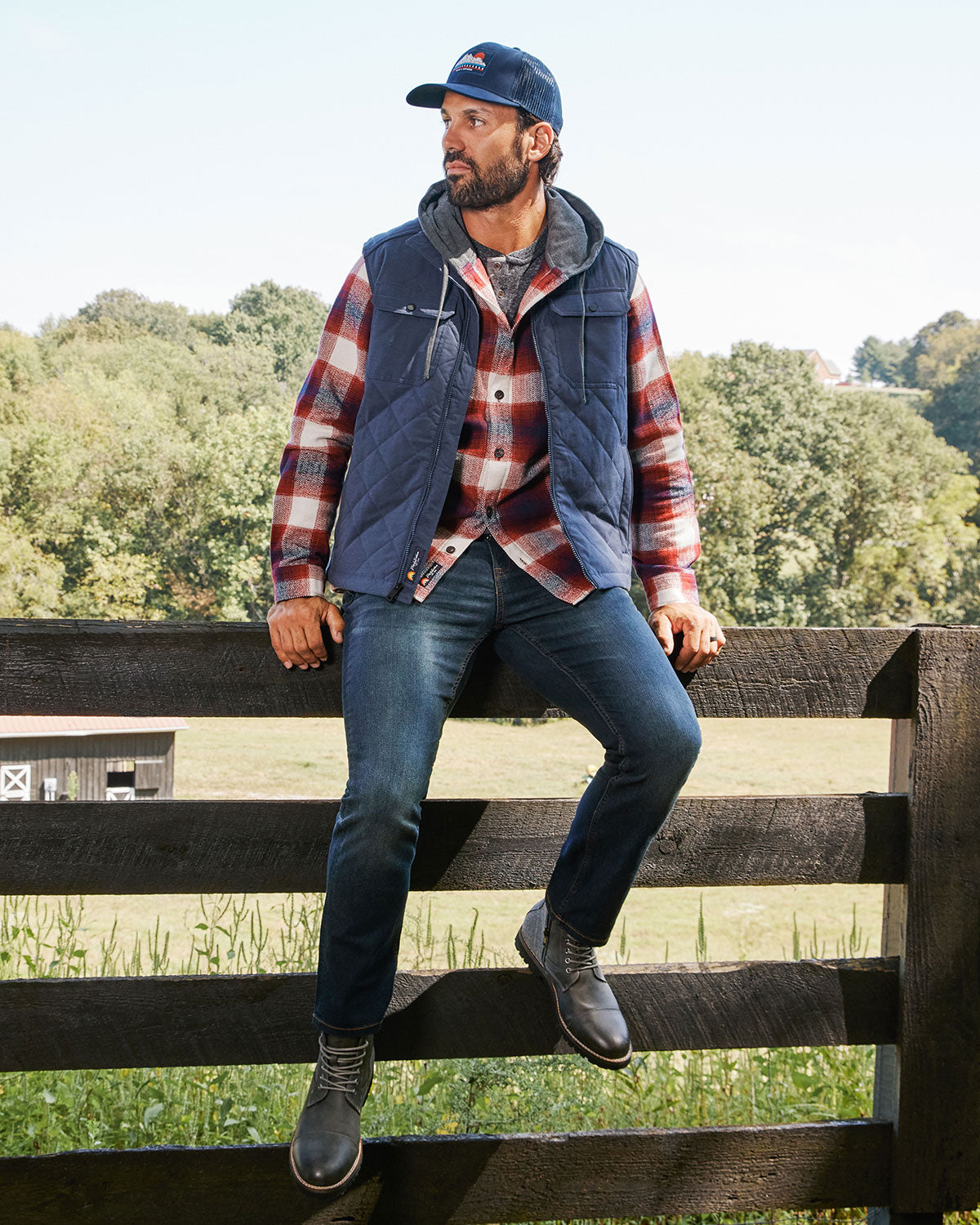 EASTCHESTER HERRINGBONE HOODED SHIRT JACKET