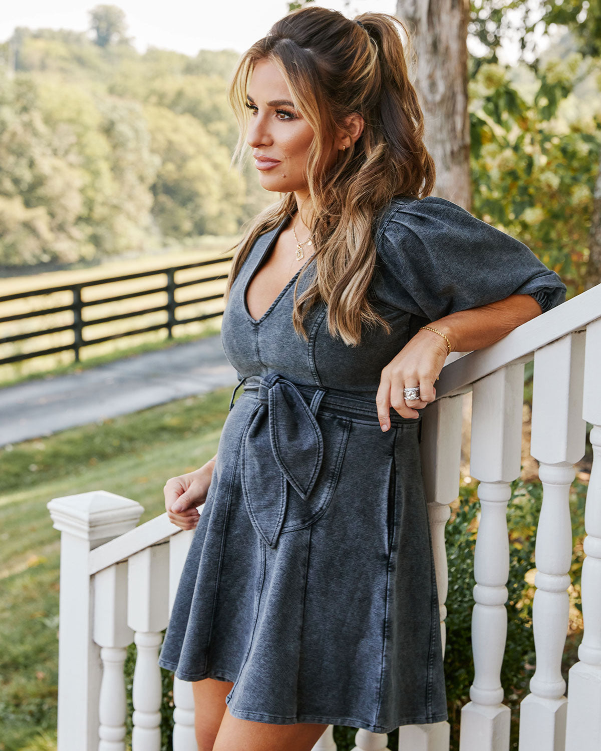 JANE TIE-FRONT KNIT MINI DRESS