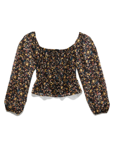ADA FLORAL PRINT BUTTON-FRONT TOP