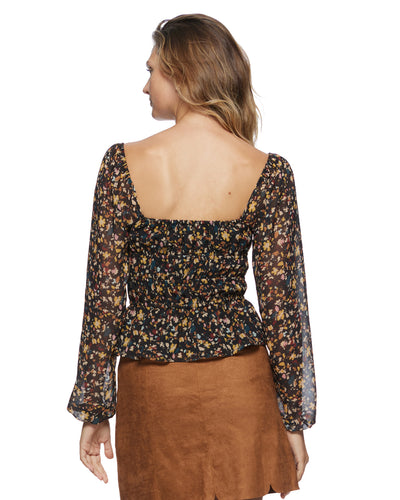 ADA FLORAL PRINT BUTTON-FRONT TOP
