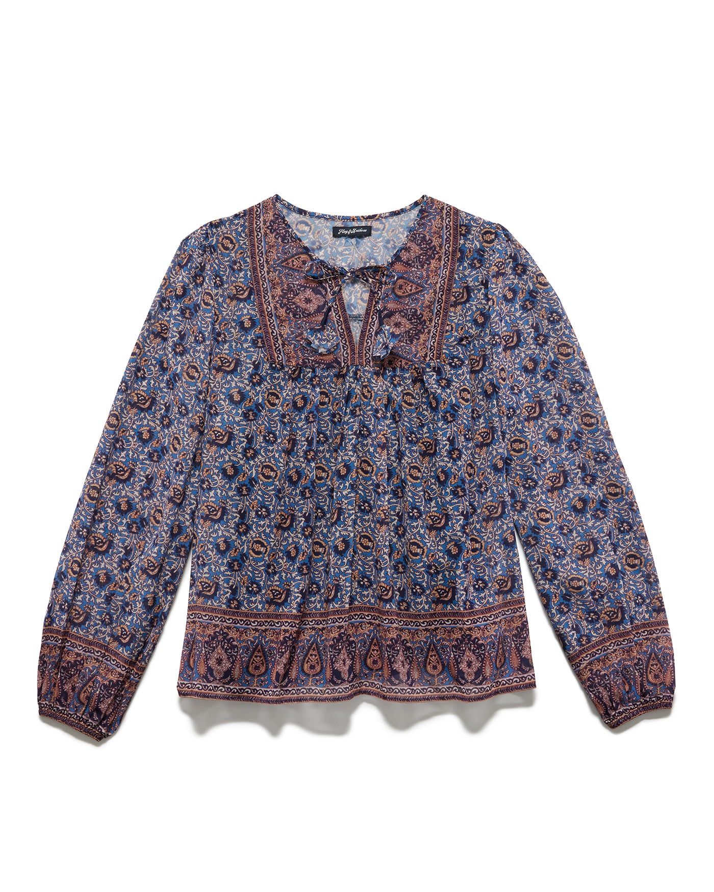HOLLINS FLORAL PRINT PEEKABOO PEASANT TOP