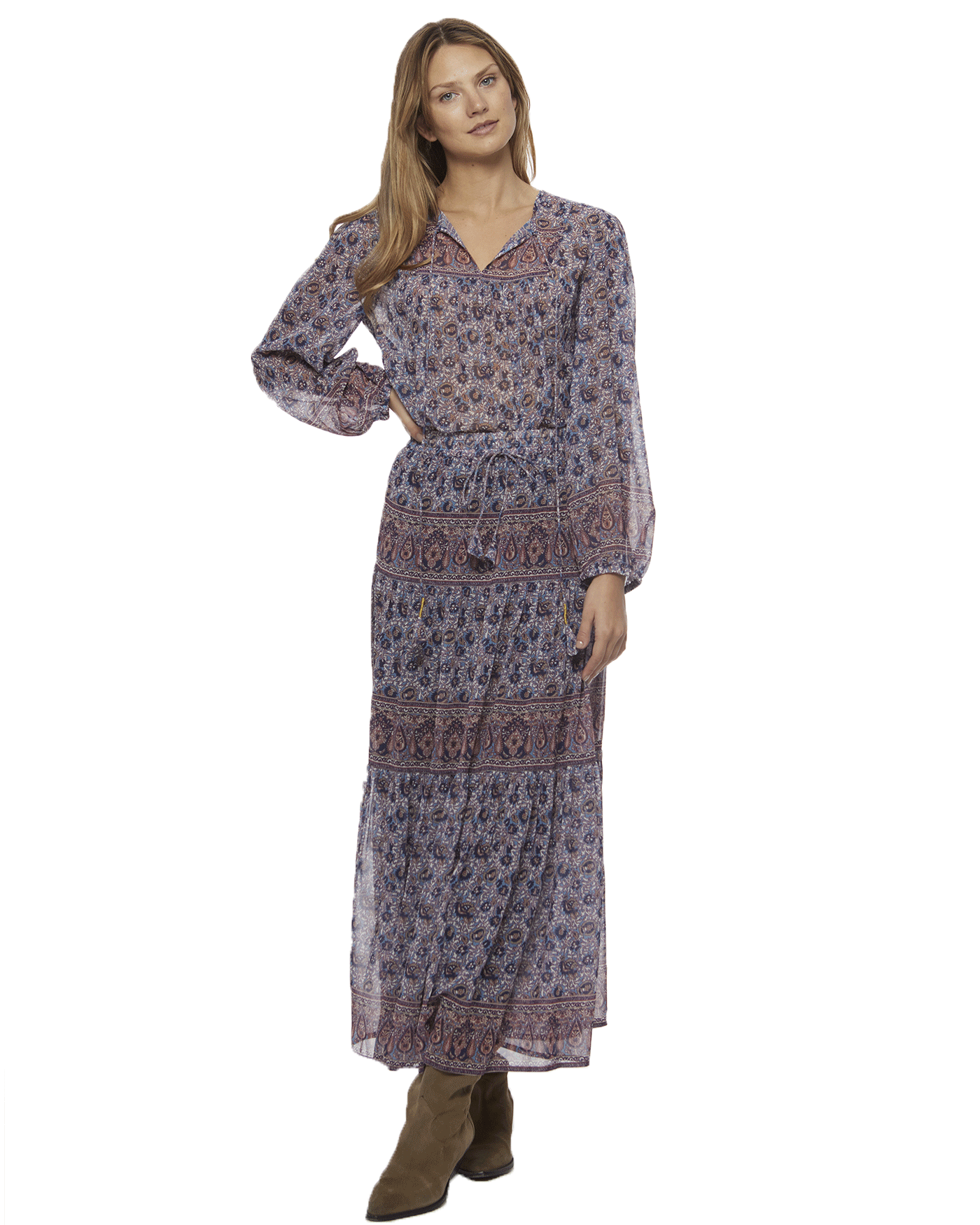 HOLLINS FLORAL PRINT PEEKABOO PEASANT TOP