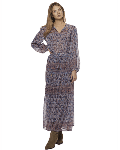 HOLLINS FLORAL PRINT PEEKABOO PEASANT TOP