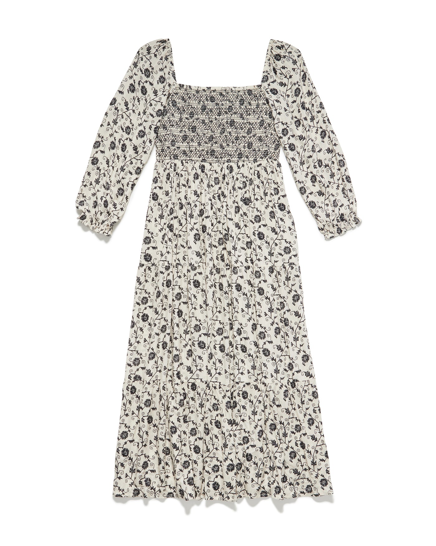 NORA FLORAL PRINT SMOCKED MIDI DRESS