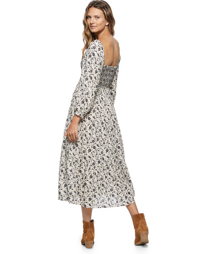 NORA FLORAL PRINT SMOCKED MIDI DRESS
