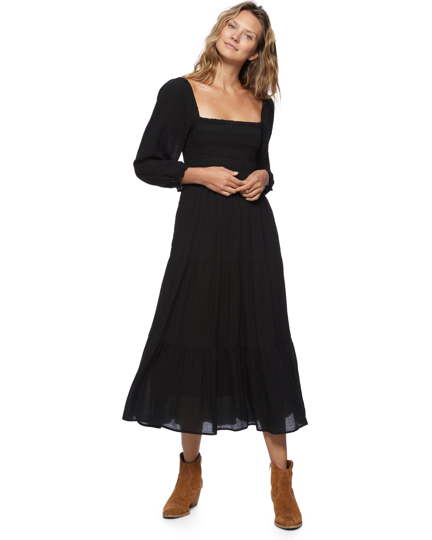 NORA SMOCKED MIDI DRESS