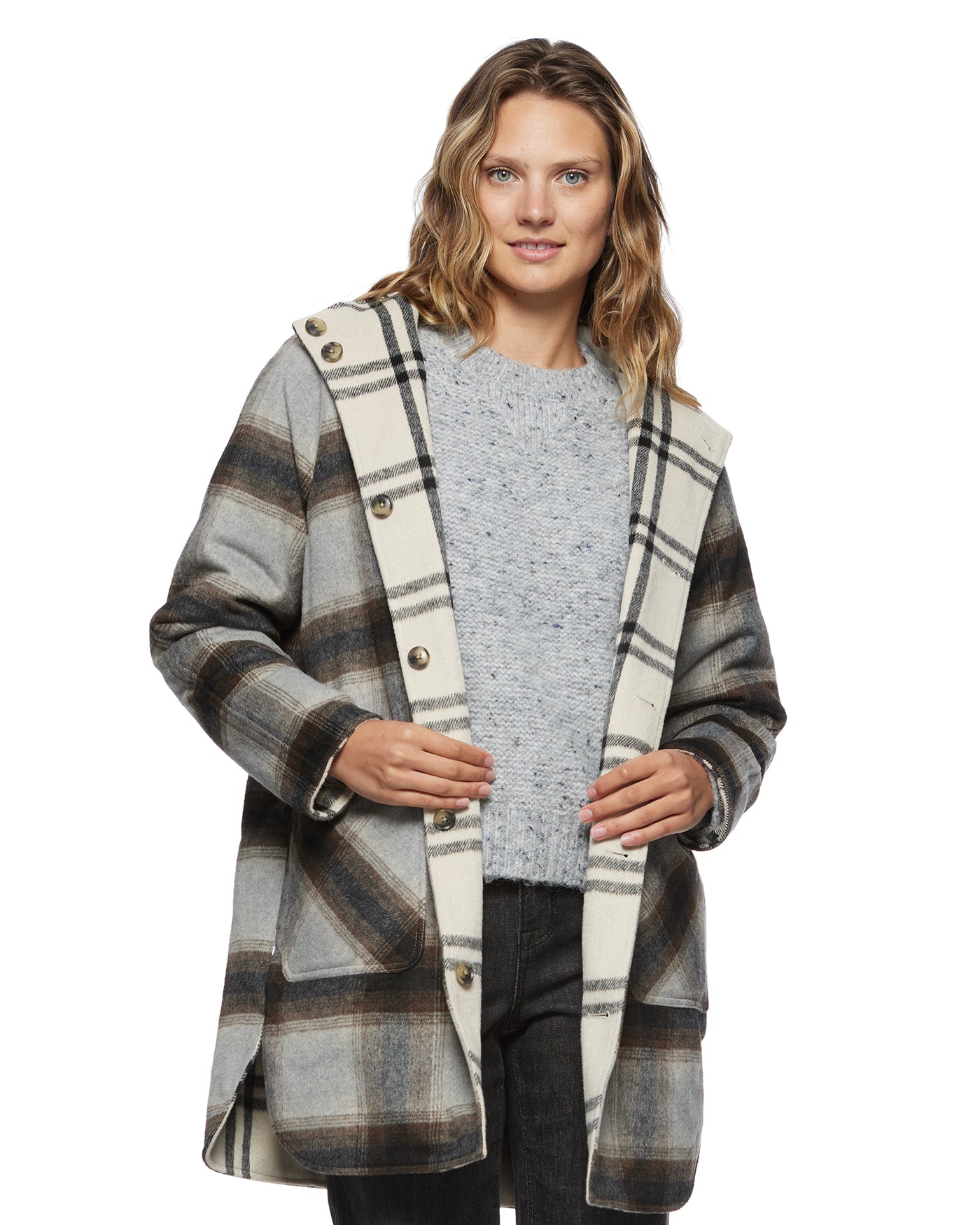 ANETA REVERSIBLE FLANNEL SHIRT JACKET