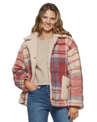 OAKLYN PLAID SHERPA SHIRT JACKET