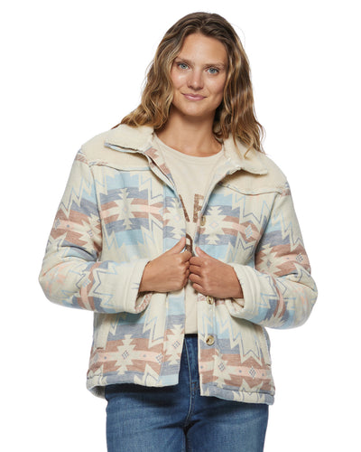 FALLON SOUTHWESTERN PRINT SHERPA-LINED SHIRT JACKET