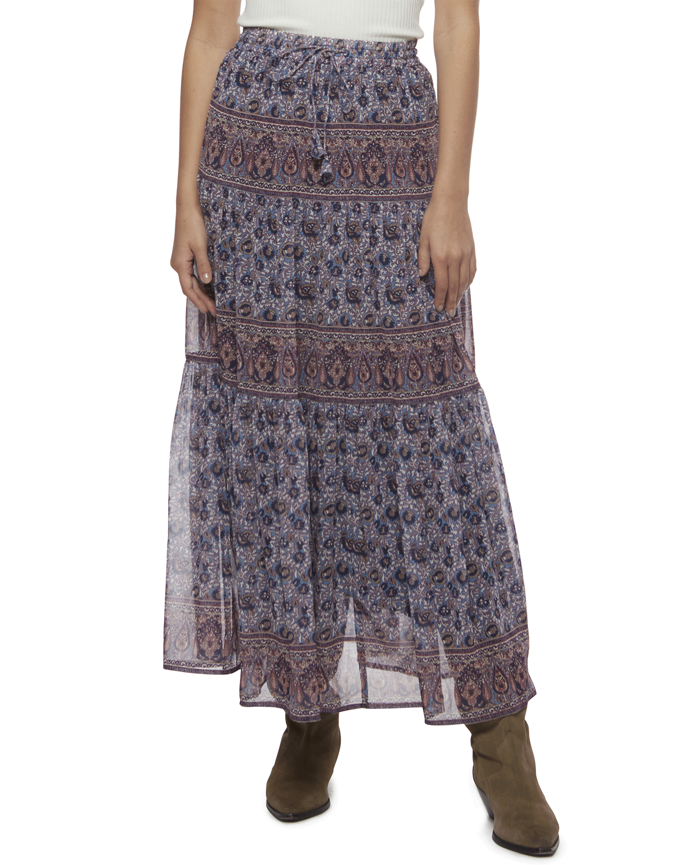 HOLLINS FLORAL PRINT DRAWSTRING MAXI SKIRT