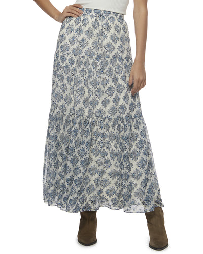 JODIE WOODBLOCK DRAWSTRING MAXI SKIRT