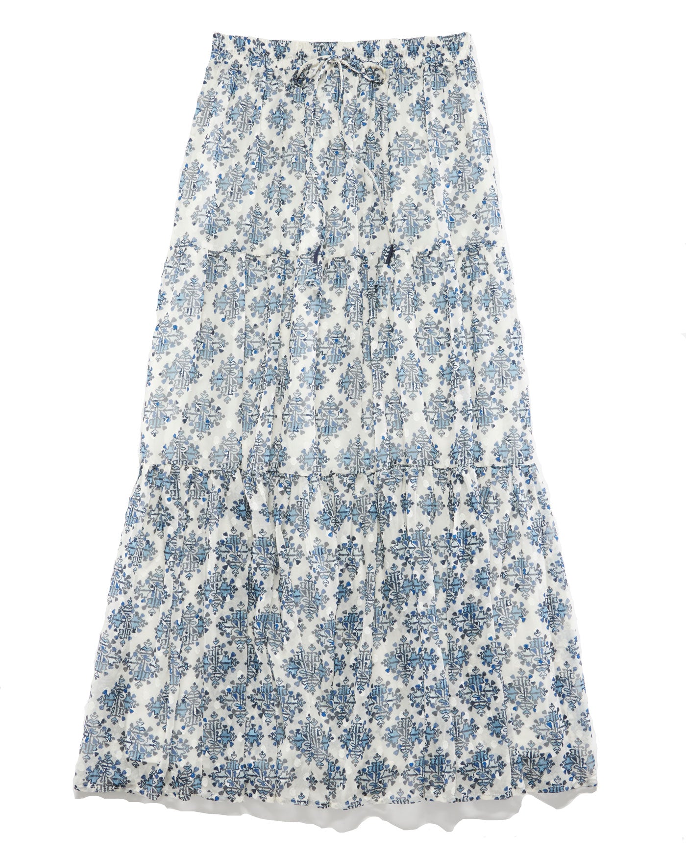 JODIE WOODBLOCK DRAWSTRING MAXI SKIRT