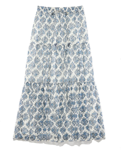 JODIE WOODBLOCK DRAWSTRING MAXI SKIRT