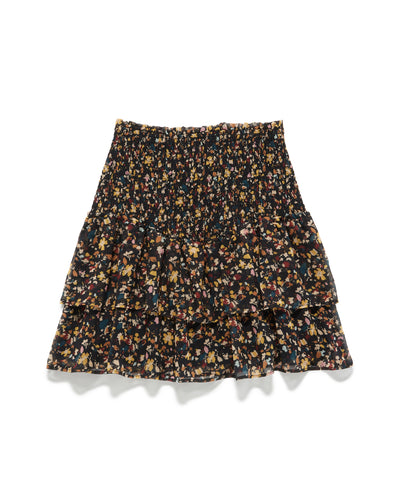 ADA FLORAL PRINT SMOCKED-WAIST TIERED MINI SKIRT