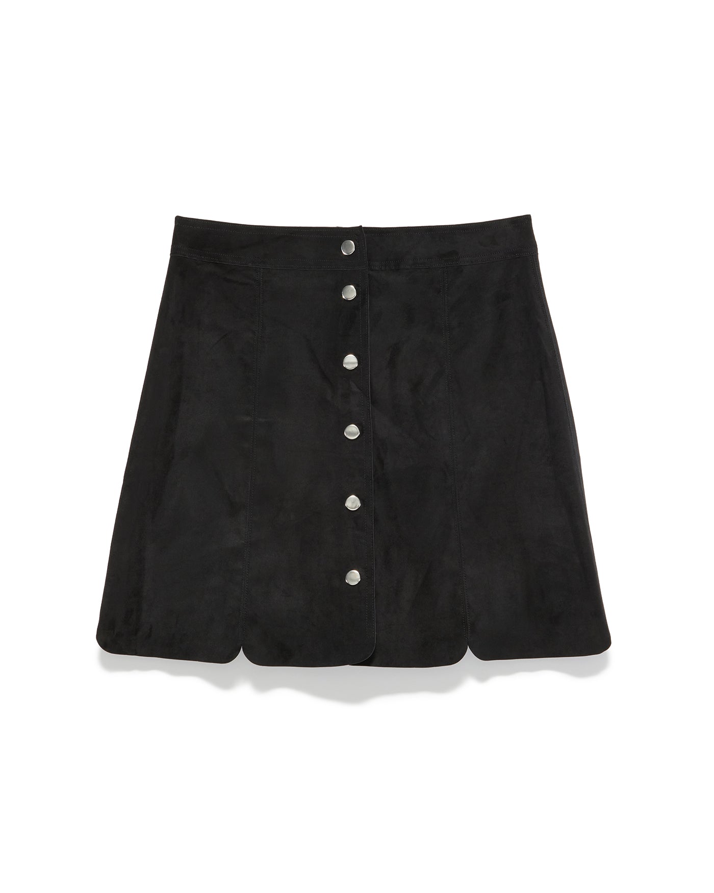 LUCIE BUTTON-FRONT FAUX SUEDE MINI SKIRT