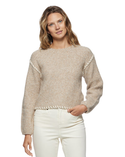 LUANA BLANKET-STITCH CROPPED SWEATER