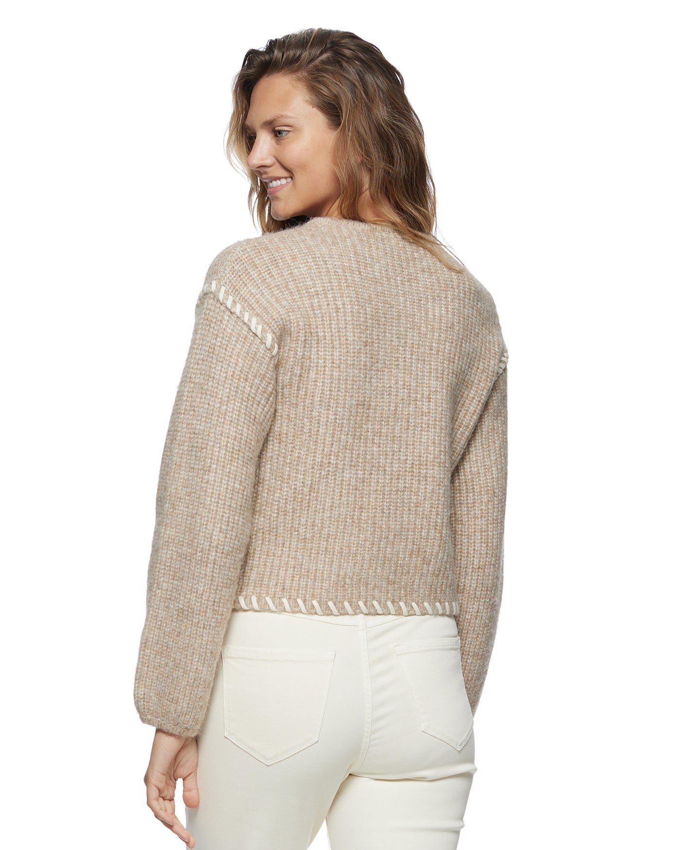 LUANA BLANKET-STITCH CROPPED SWEATER