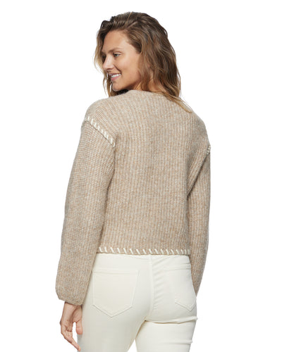 LUANA BLANKET-STITCH CROPPED SWEATER